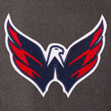 Washington Capitals Wool & Leather Reversible Jacket w/ Embroidered Logos - Charcoal/Navy