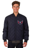 Washington Capitals Wool & Leather Reversible Jacket w/ Embroidered Logos - Charcoal/Navy