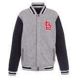 St. Louis Cardinals Two-Tone Reversible Fleece Jacket - Gray/Navy