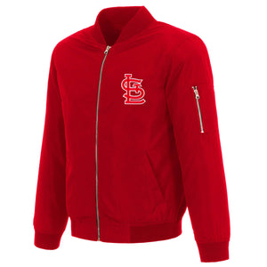 St. Louis Cardinals JH Design Lightweight Nylon Bomber Jacket – Red