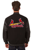 St. Louis Cardinals Wool & Leather Reversible Jacket w/ Embroidered Logos - Black