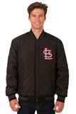 St. Louis Cardinals Wool & Leather Reversible Jacket w/ Embroidered Logos - Black