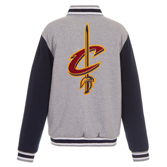 Cleveland Cavaliers JH Design  Two-Tone Reversible Fleece Jacket - Gray/Navy