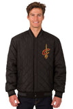 Cleveland Cavaliers Wool & Leather Reversible Jacket w/ Embroidered Logos - Black