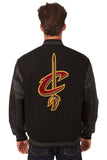 Cleveland Cavaliers Wool & Leather Reversible Jacket w/ Embroidered Logos - Black