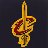 Cleveland Cavaliers - JH Design Reversible Fleece Jacket with Faux Leather Sleeves -Navy/White