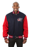 Columbus Blue Jackets Handmade All Wool Two-Tone Jacket - Red/Navy - J.H. Sports Jackets