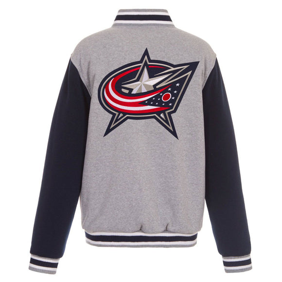 NHL Columbus Blue Jackets  JH Design Two-Tone Reversible Fleece Jacket - Gray/Navy