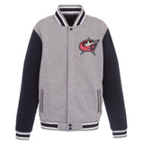 NHL Columbus Blue Jackets  JH Design Two-Tone Reversible Fleece Jacket - Gray/Navy