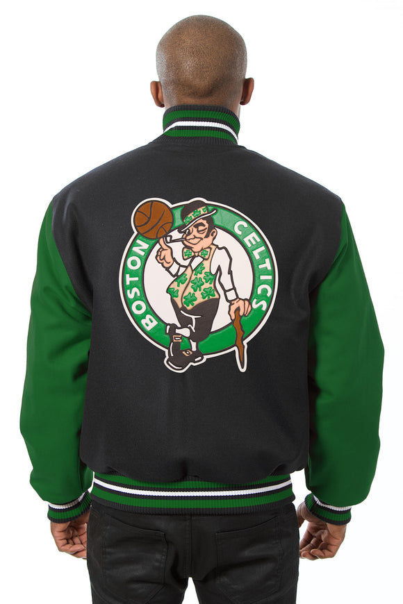 Boston Celtics Embroidered Handmade Wool Jacket - Black/Green - J.H. Sports Jackets