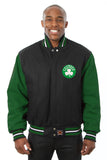 Boston Celtics Embroidered Handmade Wool Jacket - Black/Green - J.H. Sports Jackets