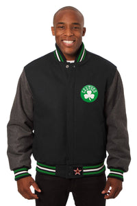 Boston Celtics Embroidered Handmade Wool Jacket - Black/Grey