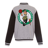 Boston Celtics Two-Tone Reversible Fleece Jacket - Gray/Black - J.H. Sports Jackets