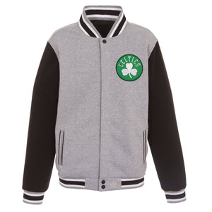 Boston Celtics Two-Tone Reversible Fleece Jacket - Gray/Black