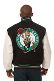 Boston Celtics Domestic Two-Tone Wool and Leather Jacket-Black