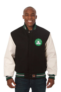 Boston Celtics Domestic Two-Tone Wool and Leather Jacket-Black