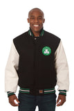 Boston Celtics Domestic Two-Tone Wool and Leather Jacket-Black