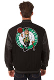 Boston Celtics Wool & Leather Reversible Jacket w/ Embroidered Logos - Black