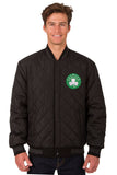 Boston Celtics Wool & Leather Reversible Jacket w/ Embroidered Logos - Charcoal/Black