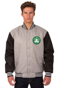 Boston Celtics Poly Twill Varsity Jacket - Gray/Black