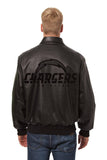 Los Angeles Chargers JH Design Tonal All Leather Jacket - Black/Black