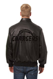 Los Angeles Chargers JH Design Tonal All Leather Jacket - Black/Black - J.H. Sports Jackets