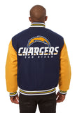 Los Angeles Chargers JH Design Wool Handmade Full-Snap Jacket - Navy/Yellow - J.H. Sports Jackets