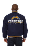 Los Angeles Chargers JH Design Wool Handmade Full-Snap Jacket - Navy - J.H. Sports Jackets