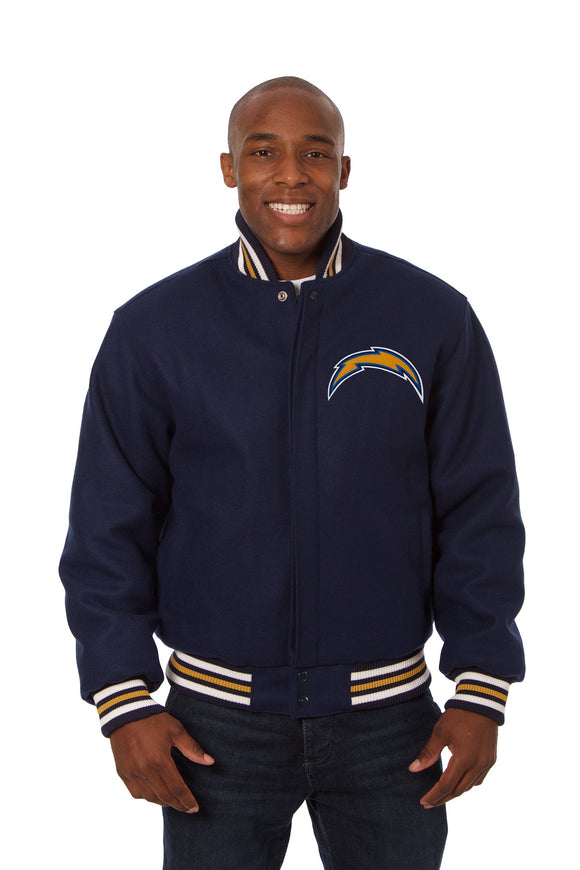 Los Angeles Chargers JH Design Wool Handmade Full-Snap Jacket - Navy - J.H. Sports Jackets