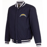 Los Angeles Chargers Two-Tone Reversible Fleece Jacket - Gray/Navy