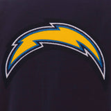 Los Angeles Chargers - JH Design Reversible Fleece Jacket with Faux Leather Sleeves - Navy/White