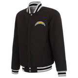 Los Angeles Chargers Two-Tone Reversible Fleece Jacket - Gray/Black - J.H. Sports Jackets