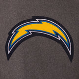 Los Angeles Chargers Wool & Leather Reversible Jacket w/ Embroidered Logos - Charcoal/Navy