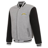 Los Angeles Chargers Two-Tone Reversible Fleece Jacket - Gray/Black - J.H. Sports Jackets