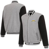Los Angeles Chargers Two-Tone Reversible Fleece Jacket - Gray/Black - J.H. Sports Jackets