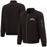 Los Angeles Chargers Nylon Bomber Jacket-Black - J.H. Sports Jackets