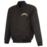 Los Angeles Chargers Poly Twill Varsity Jacket - Black