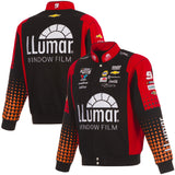 2025 Chase Elliott Llumar Black Uniform Full-Snap Jacket-Black/Red