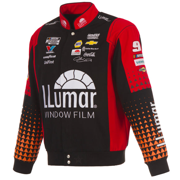 2025 Chase Elliott Llumar Black Uniform Full-Snap Jacket-Black/Red