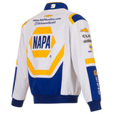 Nascar Chase Elliott JH Design White/Royal NAPA Twill Uniform Full-Snap Jacket JH Design