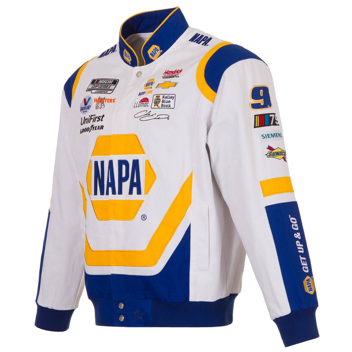 Nascar Chase Elliott JH Design White/Royal NAPA Twill Uniform Full-Snap ...