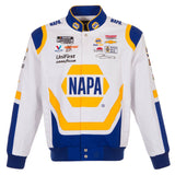 Nascar Chase Elliott JH Design White/Royal NAPA Twill Uniform Full-Snap Jacket JH Design