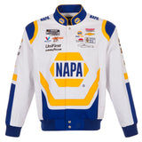 2024 Chase Elliott  JH Design NASCAR Napa White Uniform Full-Snap Jacket - J.H. Sports Jackets