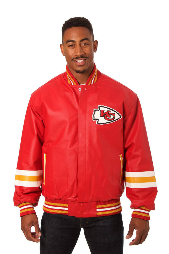 Kansas City Chiefs JH Design All Leather Jacket - Red/Yellow