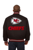 Kansas City Chiefs JH Design Wool Handmade Full-Snap Jacket - Black - J.H. Sports Jackets