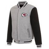 Kansas City Chiefs Two-Tone Reversible Fleece Jacket - Gray/Black