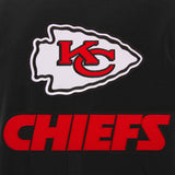 Kansas City Chiefs - JH Design Reversible Fleece Jacket with Faux Leather Sleeves - Black/White