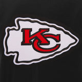 Kansas City Chiefs - JH Design Reversible Fleece Jacket with Faux Leather Sleeves - Black/White