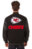 Kansas City Chiefs Wool & Leather Reversible Jacket w/ Embroidered Logos - Black