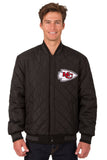 Kansas City Chiefs Wool & Leather Reversible Jacket w/ Embroidered Logos - Black